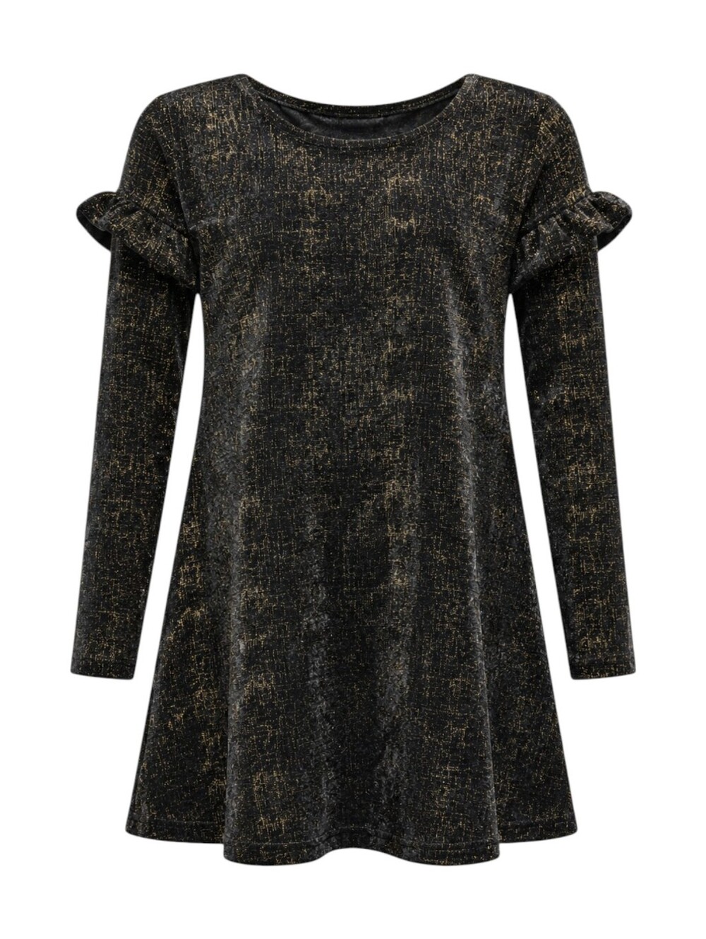 It's Our Time Kids Black Gold Velvet Velour Ruffle Dress Girls Size Medium 8 10